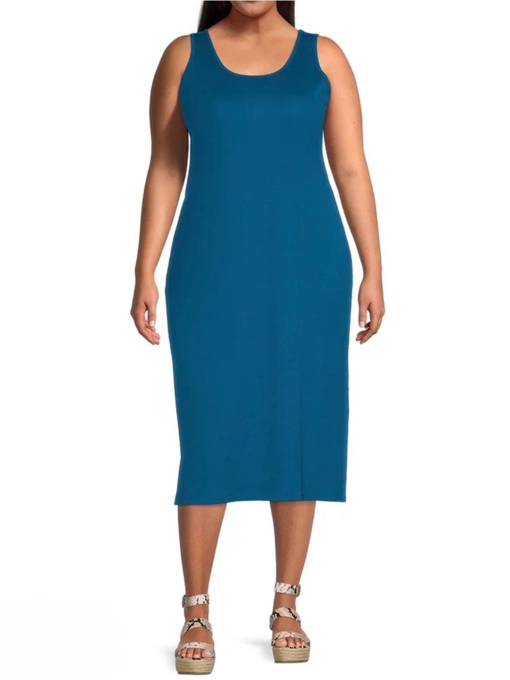 Terra & Sky 4X Women's Plus Size Ribbed Midi Tank Dress